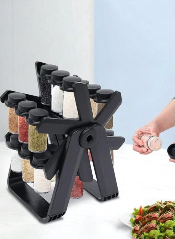 Denx 18-piece spice and seasoning wheel holder, 100ml glass - Image 2