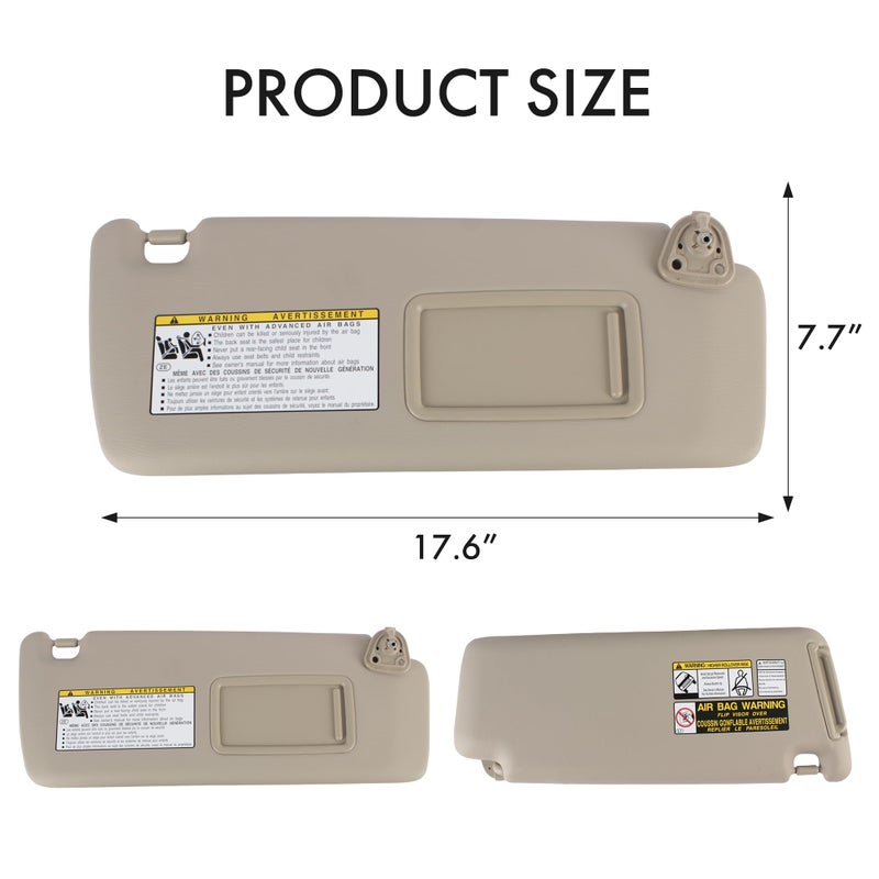 PEVAST Sun Visor for Toyota Highlander 2001 2002 2003 2004 2005 2006 2007, Left Driver Side Beige Sunvisor OE Replace for 74320-48260-A0 (Beige-Left) - Image 3
