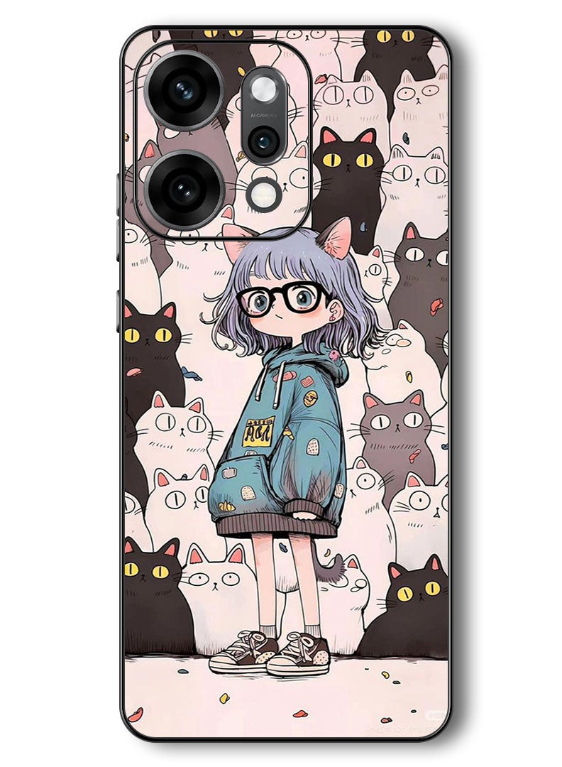 Theodor Case Compatible with Oppo Reno 14 Pro 6.83 Inch Protection Shockproof Bumper Cover Cats & Girl - Image 1