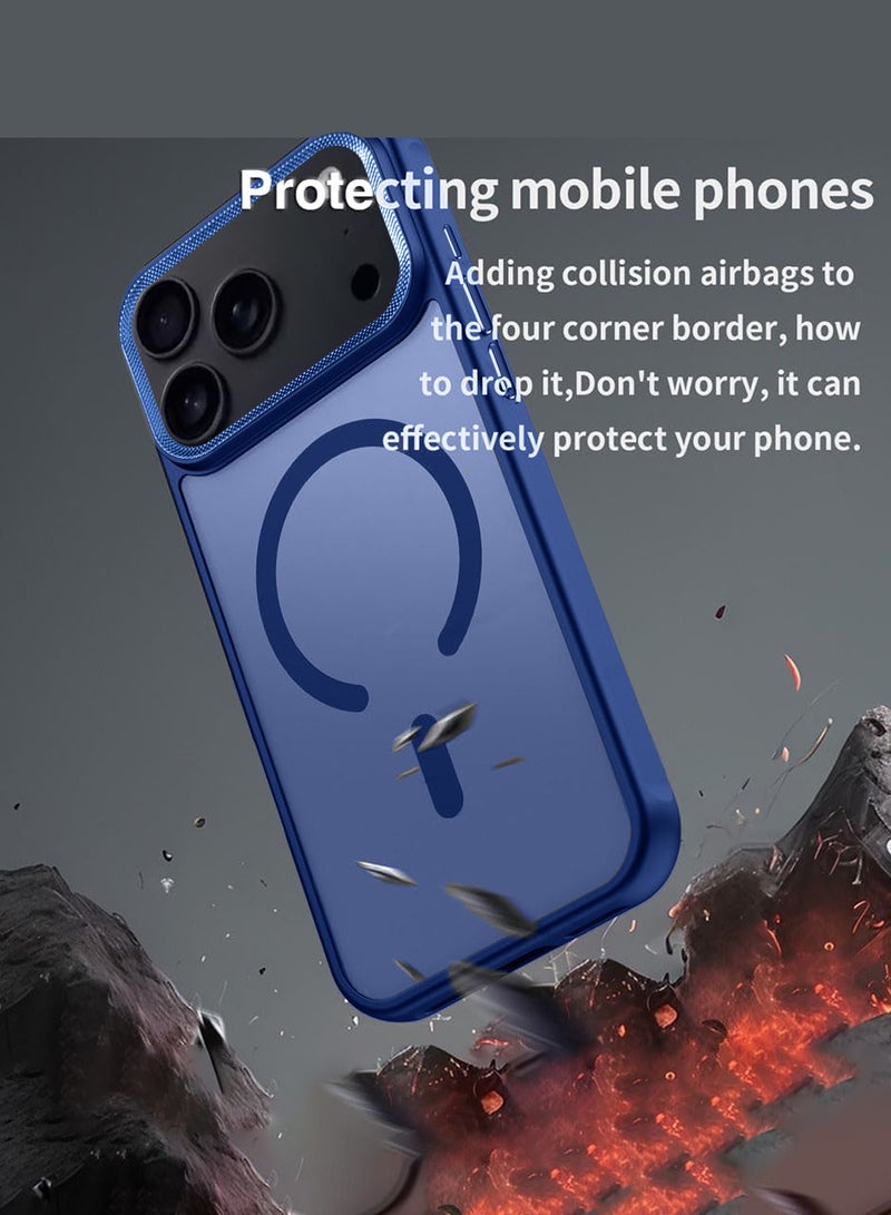 Wtech Apple iPhone 17 Pro Max 5G 2025 Hard Silicone Hybrid Translucent Slim Stylish Magnetic Magsafe Case Cover (MCMPMN) - Navy Blue - Image 3