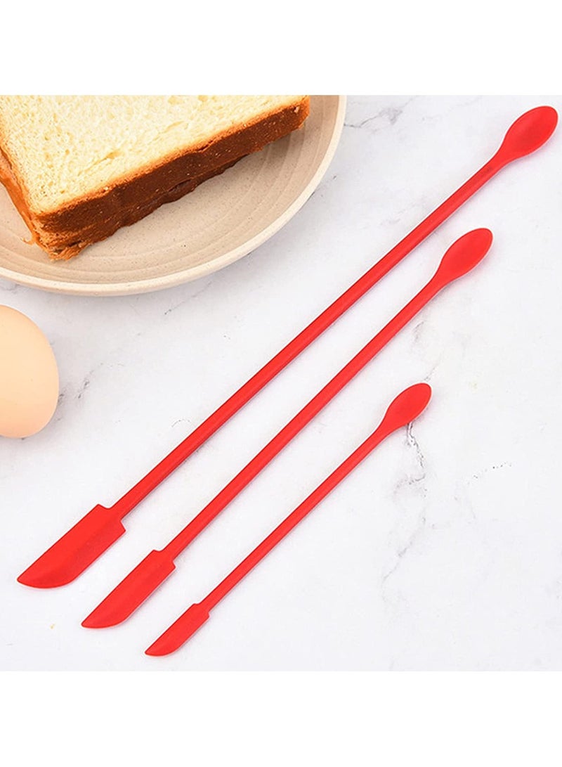 3pcs Mini Long Handle Silicone Spatula Dual-Ended Scraper Spoon Kitchen Accessories for Jam Seasoning - Image 3