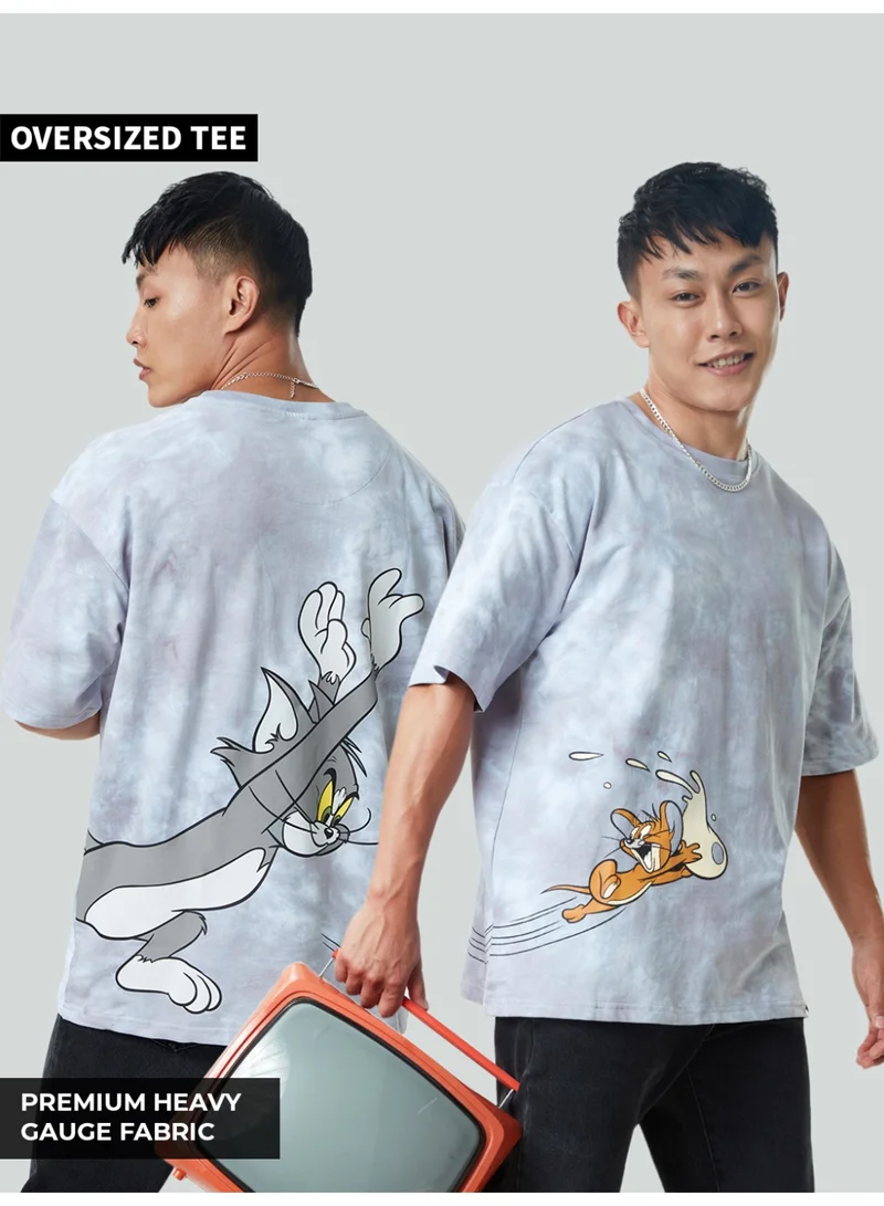 The Souled Store The Souled Store Men Tom & Jerry Grey Graphic Oversized T-Shirts