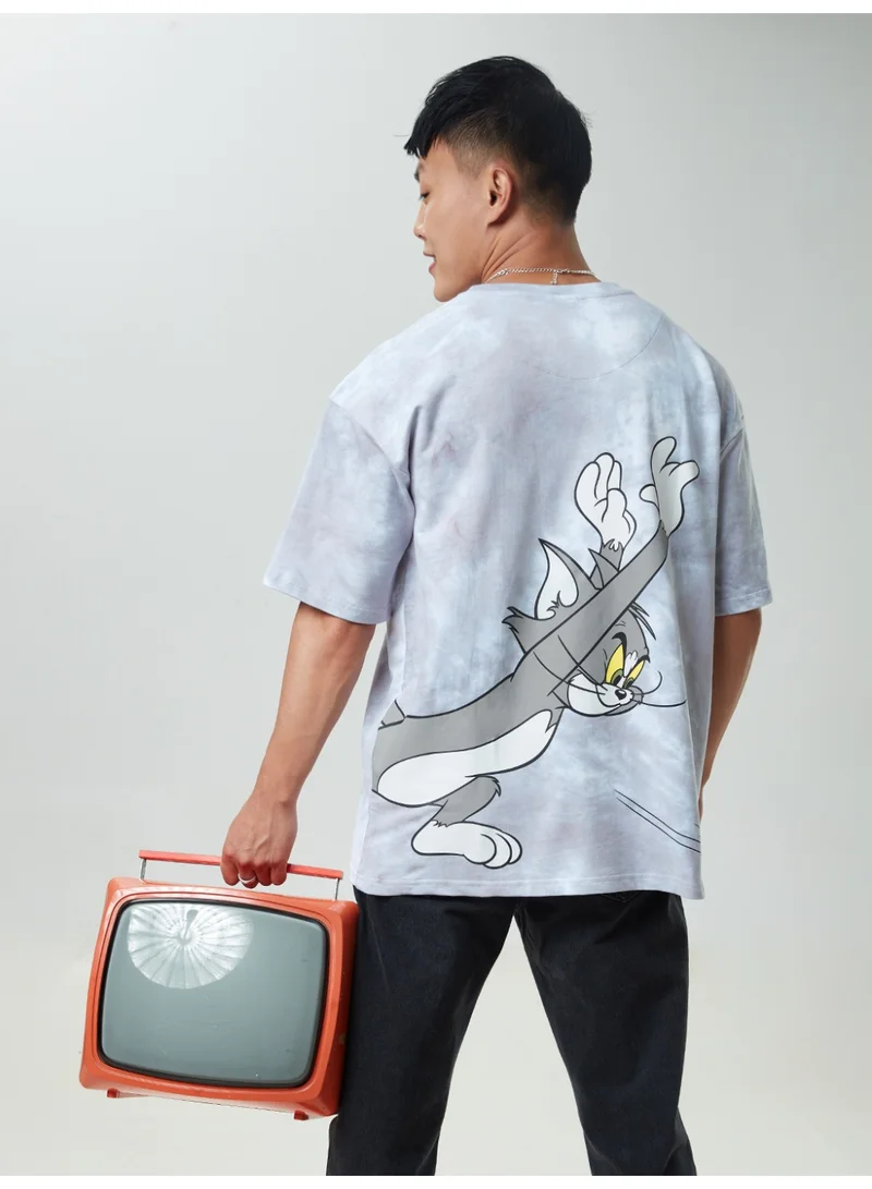 The Souled Store The Souled Store Men Tom & Jerry Grey Graphic Oversized T-Shirts