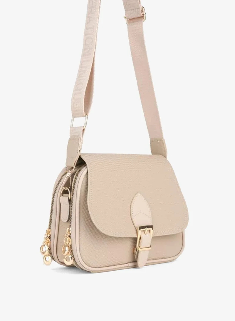 Women's Yonca Vizon 4-Pocket Covered Column Strap Zip and Snap Closure Hand and Shoulder Bag.