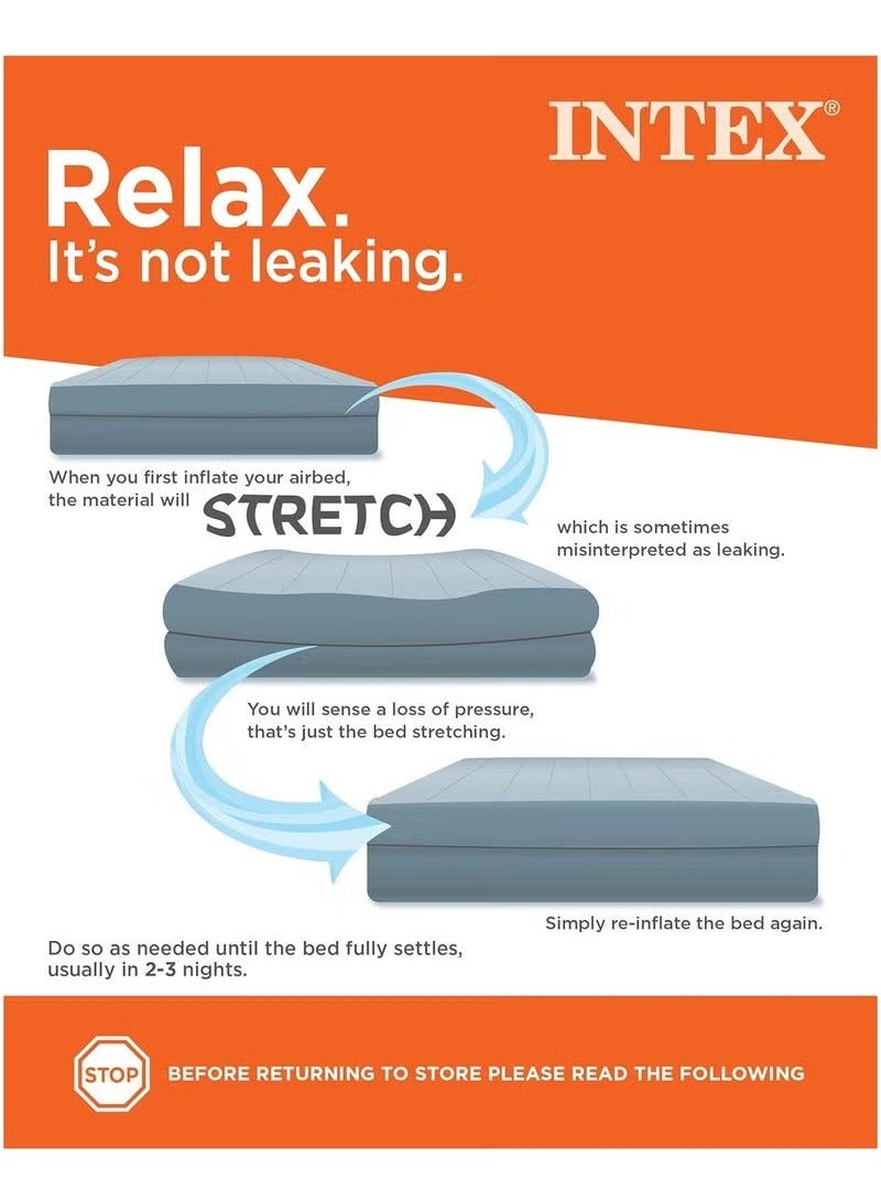 INTEX Dura-Beam Plus Comfort Queen Air Bed – High-Rise Inflatable Mattress with Built-In Electric Pump & Fastfill USB – Travel & Camping Airbed – 203x152x36CM – Soft Plush Top – Durable Fiber-Tech Technology – Queen Size Air Mattress for Home & Outdoor Use - Image 4