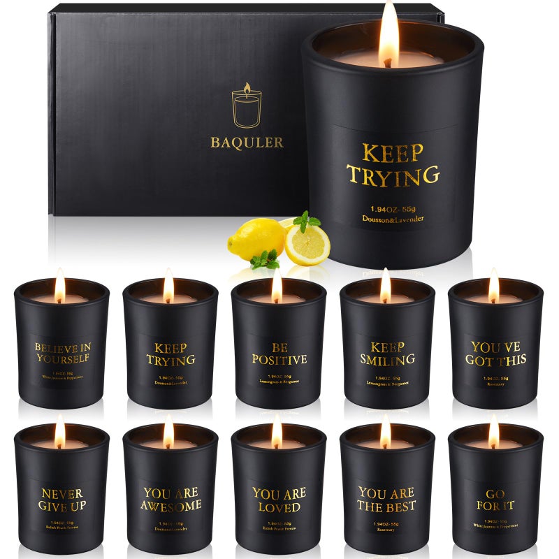 10 Pcs Motivational Aromatherapy Scented Candle Set Soy Wax Candles with Essential Oils Inspirational 44oz Scented Candles Gift Set for Women Mother Teacher Employee Christmas Birthday Gifts