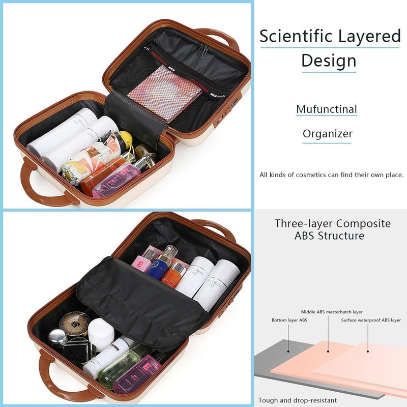 Ladila Mini Suitcase Hard Makeup Case Hand Luggage PressureProof ABS Carrying Elastic Band Small Hard Shell Cosmetic Case for Travel Camping Women Girl CB Style03 - Image 2