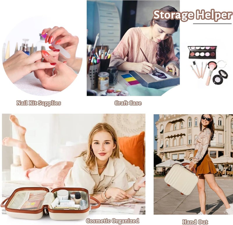 Ladila Mini Suitcase Hard Makeup Case Hand Luggage PressureProof ABS Carrying Elastic Band Small Hard Shell Cosmetic Case for Travel Camping Women Girl CB Style03 - Image 5