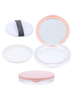 2Pcs Loose Face Powder Container Empty Powder Compact Makeup Case With Puff And Elasticated Net Sifter Cosmetic Travel Container Pink