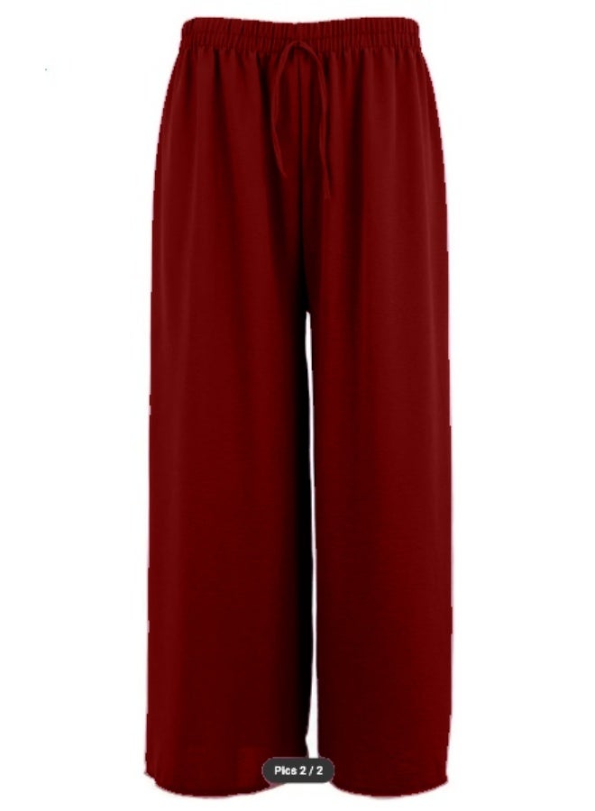 بنطلون نسائي واسع الساق برباط ومقاس حر - Image 1