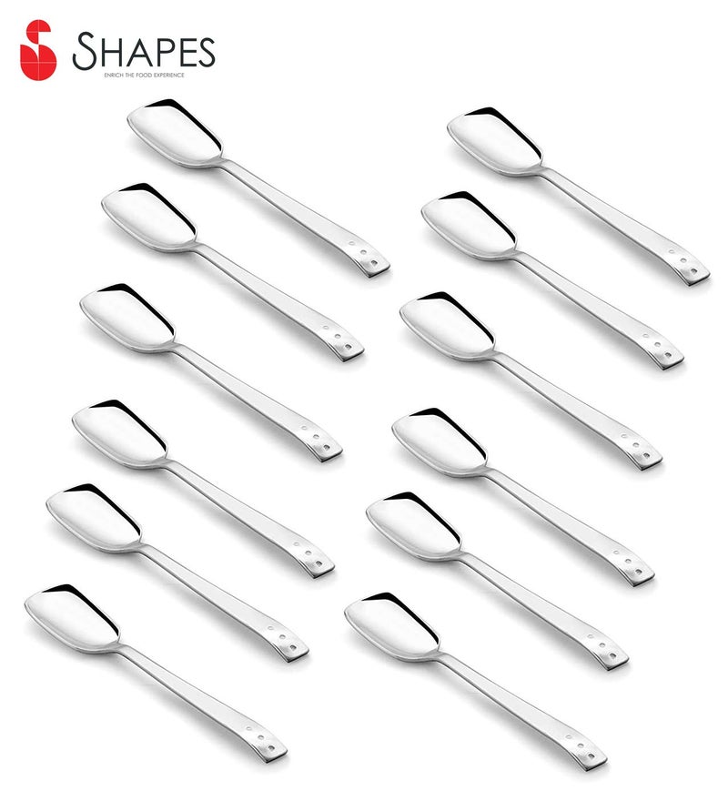Shapes White Dot Stainless Steel Ice-Cream Spoon,Set of 12 Pcs. (14 cm.) - Image 4