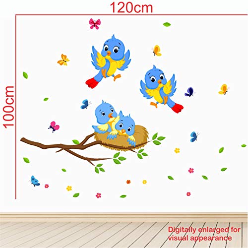 StickMe 'Happy - Birds - Family - Nest - Butterfly - Flowers - Decorative - Creative - Colorful - Wall Sticker' -SM742 (Multi Colour, Vinyl - 120cm X 100 cm) - Image 3