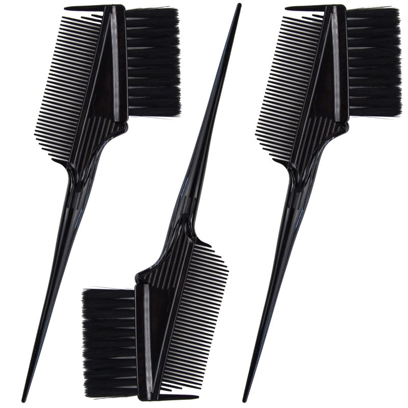 Salon Supply Co Emperor Hair Dye Brushes 3 Angled Tint Applicators With Integrated Combs Root Touch Up and Color Brush for Salon Black