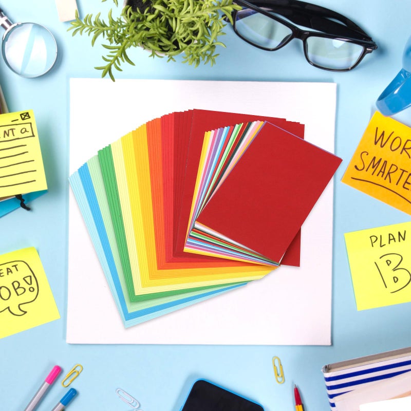 Nitelemn 100 Sheets Rainbow Colored Cardstock Index Card Blank Colorful Thick Paper 92LB/250gsm Cards Stock for Invitations, Postcards, Photos, DIY Crafts Greeting Card Making Scrapbook Supplies (4 x 6Inch) - Image 3