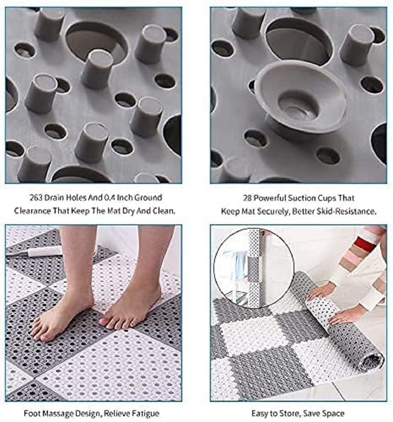 TASKRA Interlocking Rubber Floor Tiles with Drainage Holes & Raised Columns – Non-Slip, Anti-Skid Flooring for Bathrooms, Showers, Pools, Kitchens & Wet Areas (10) - Image 4