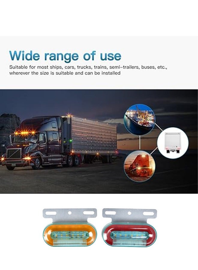 MUNTAQI 4Pcs 24V LED Side Marker Indicator Lights Lamp Front Rear Tail Clearance Lamp Side Marker Lights Chrome Bezel Interior Lights for Truck Trailer Boat Bus Lorry Deck Car Accessories Truck Side Lights - Image 2