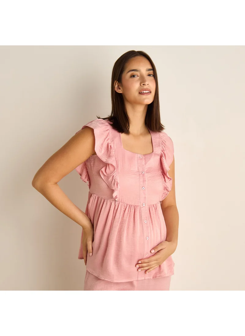 FAV Ruffle Detail Satin Maternity Pyjama Set