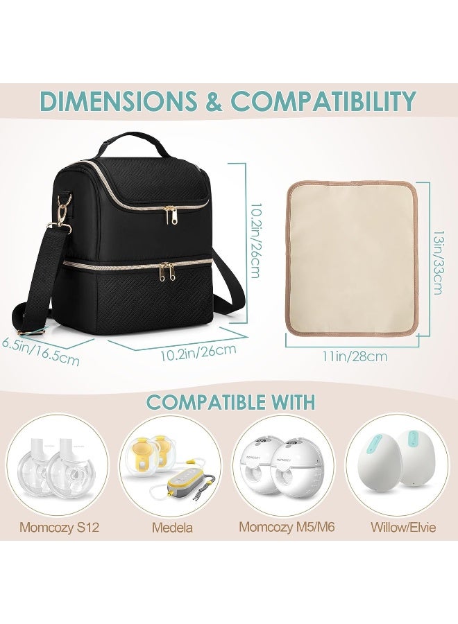 Fasrom Breast Pump Bag with Cooler Compartment Compatible with Elvie and Medela Pump - Image 2