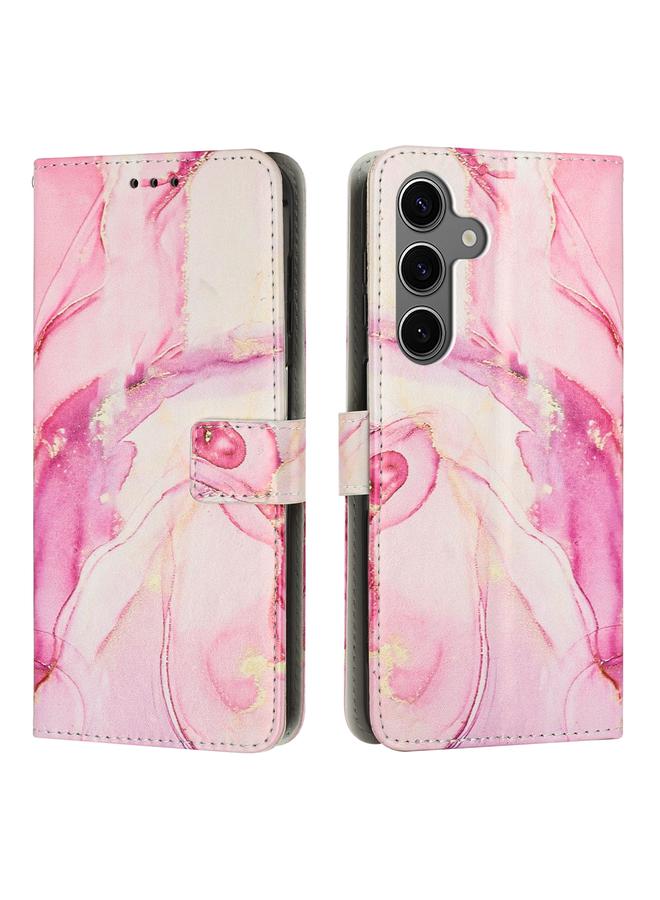 S-TOP Case For Samsung Galaxy S25+ 5G Painted Marble Pattern Leather Phone Case
