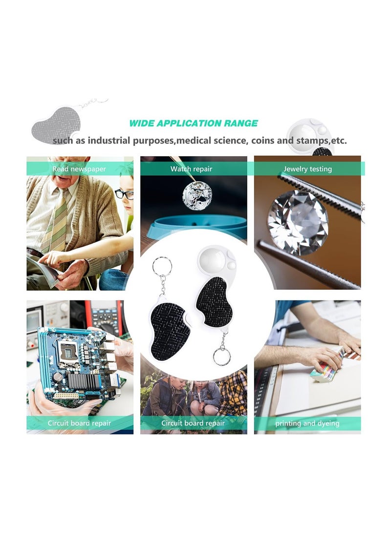 SOLARAE 2PCS 8X 20X Pocket Magnifying Glass with Light for Reading, Small Folding Handheld Lighted Jewelry Loupe, Keychain Magnifier Glass for Low Vision Coins Jewelry Stamp Menu Inspection, Exploring - Image 4