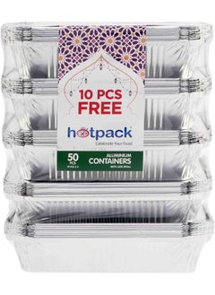Hotpack حاوية ألمنيوم هوت باك 8389 + غطاء 50 قطعة عرض 4 + 1  - Image 1