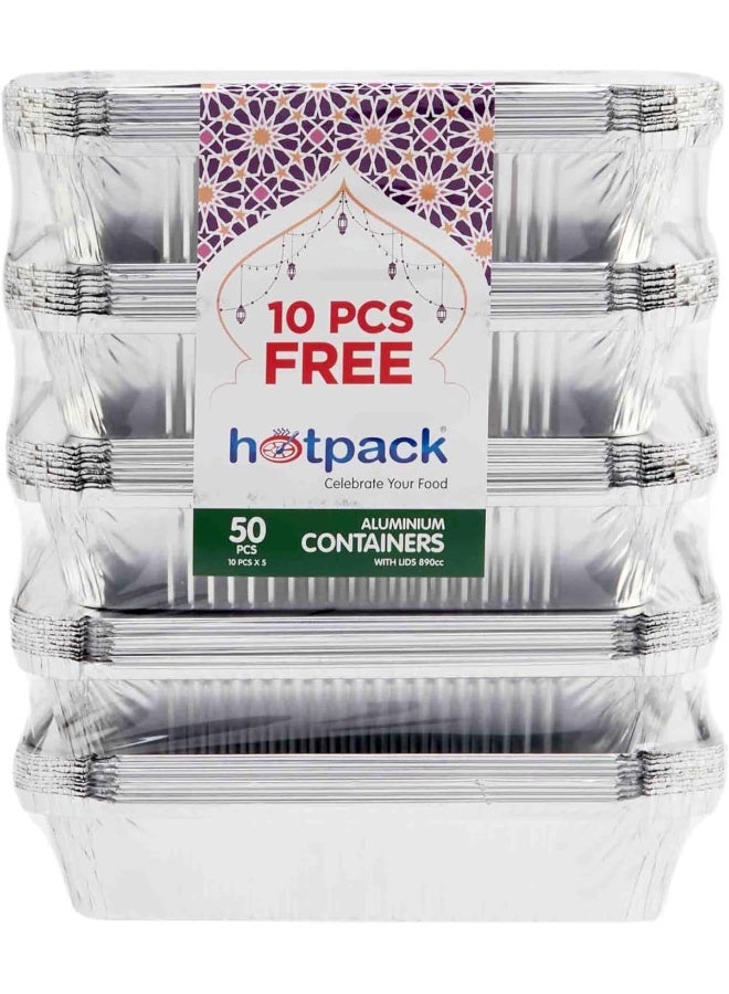 Hotpack حاوية ألمنيوم هوت باك 8389 + غطاء 50 قطعة عرض 4 + 1  - Image 1