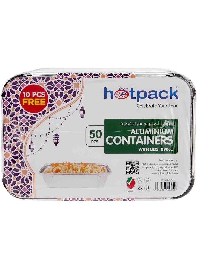 Hotpack حاوية ألمنيوم هوت باك 8389 + غطاء 50 قطعة عرض 4 + 1  - Image 2