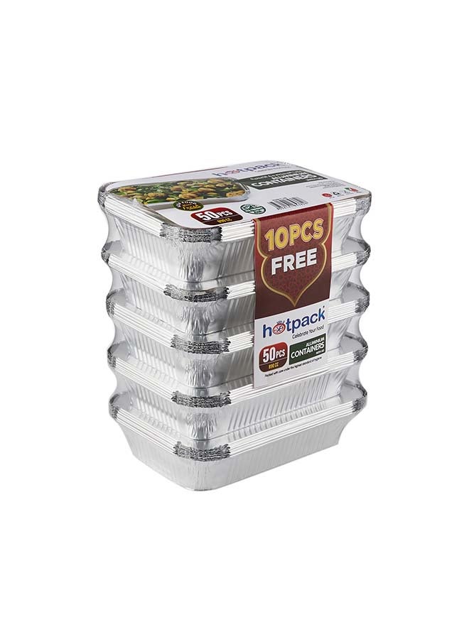 Hotpack حاوية ألمنيوم هوت باك 8389 + غطاء 50 قطعة عرض 4 + 1  - Image 3