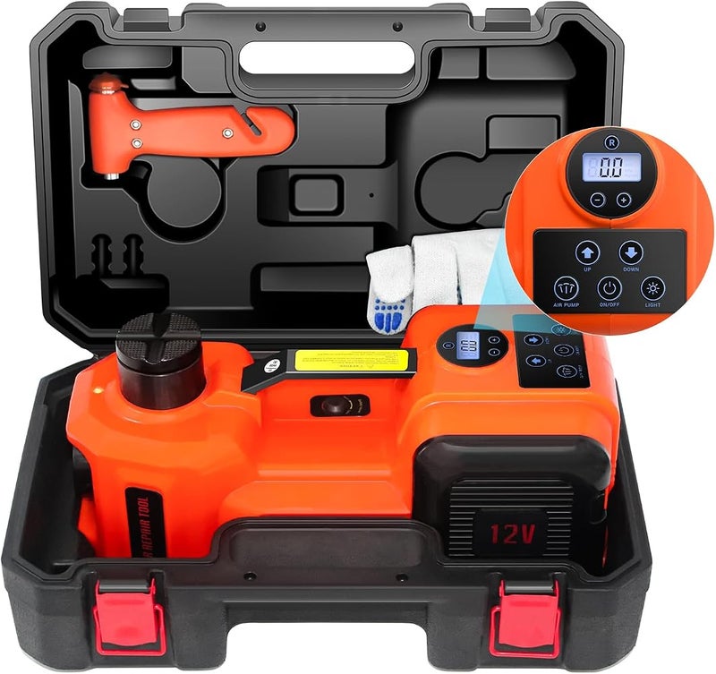 E-HEELP Electric Car Jack Kit 5Ton 12V Hydraulic Car Jack Lift for SUV MPV Sedan Truck Change Tires Garage Repair with LCD - Image 1