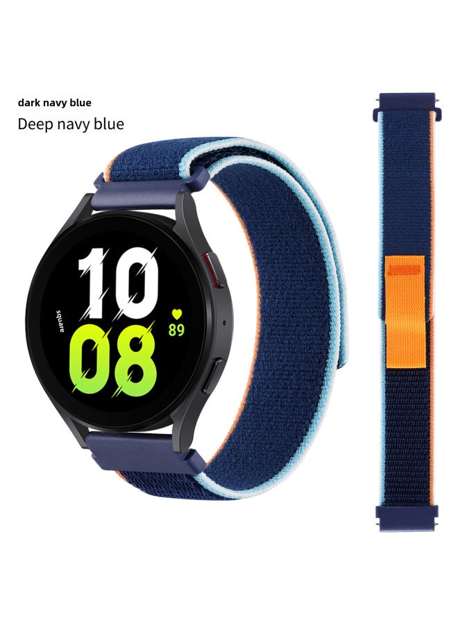 For Samsung Watch4/5/6 Strap Huawei Gt2/3 Strap 20mm/mm22 Wild Diameter Nylon Loop Strap-Color:10# Deep Sea Army Blue-Specifications:20mm  - Image 1