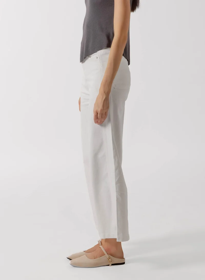 Shapes WHITE PANELED WIDE JEANS for Women | Best Price UAE