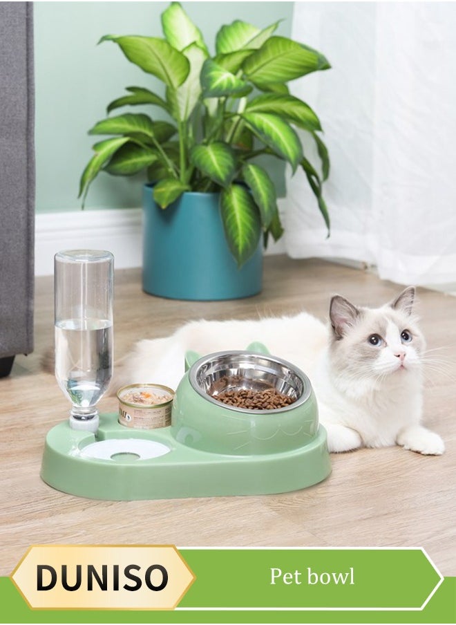 DUNISO 2 in 1 Dog Cat Bowls Water and Food Bowl Set, 15°Tilted Raised Cat Bowls with Automatic Water Dispenser Bottle and Detachable Cat Dish, Pet Feeder for Small or Medium Dogs Cats Puppy Kitten Rabbit Easy to Clean  - Image 1