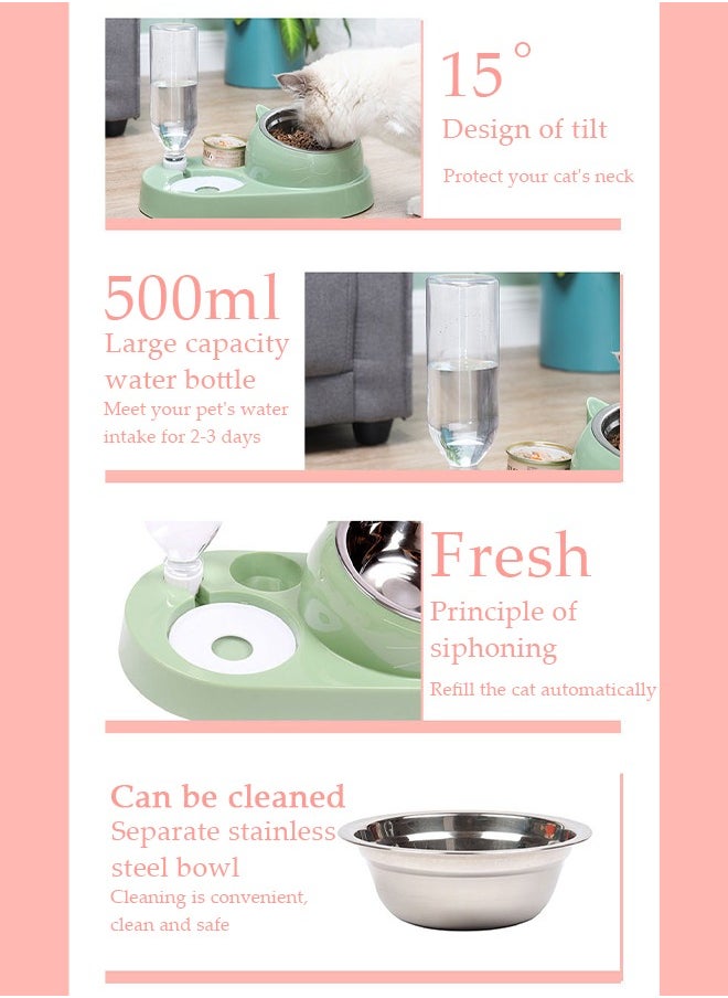 DUNISO 2 in 1 Dog Cat Bowls Water and Food Bowl Set, 15°Tilted Raised Cat Bowls with Automatic Water Dispenser Bottle and Detachable Cat Dish, Pet Feeder for Small or Medium Dogs Cats Puppy Kitten Rabbit Easy to Clean  - Image 5