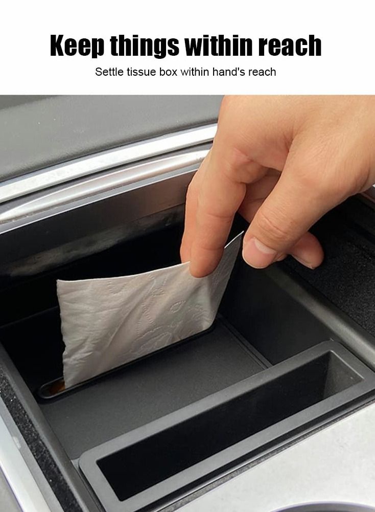 SYOSI Center Console Organizer Tray for Tesla Model 3 Model Y 2021, Hidden Drawer Storage Box with Tissue Storage Design - Image 4
