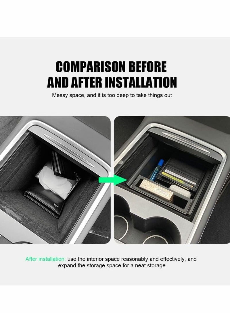 SYOSI Center Console Organizer Tray for Tesla Model 3 Model Y 2021, Hidden Drawer Storage Box with Tissue Storage Design - Image 5