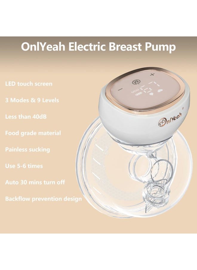Onlyeah - Hands Free Breast Pump, Wearable Breast Pump Portable Breast Pump Electric Breast Pump Hands Free,3 Modes-9 Levels Painless Low Noise Touch Screen Baby Pump with 1 Pack (2) - Image 1