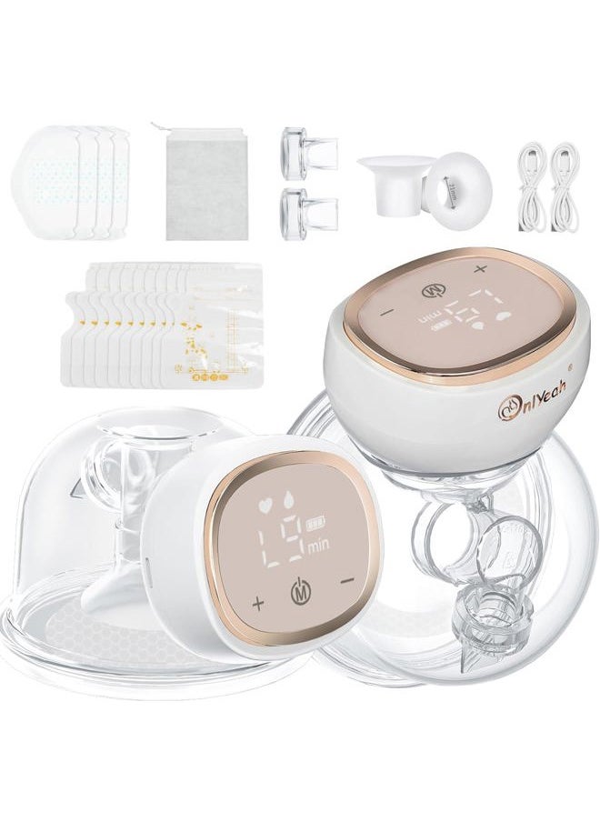 Onlyeah - Hands Free Breast Pump, Wearable Breast Pump Portable Breast Pump Electric Breast Pump Hands Free,3 Modes-9 Levels Painless Low Noise Touch Screen Baby Pump with 1 Pack (2) - Image 1