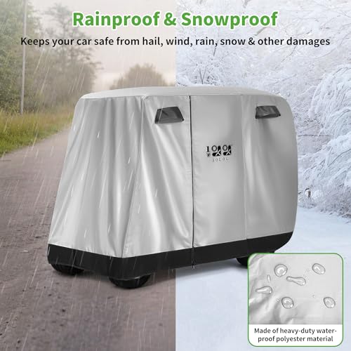 10L0L Universal 2-4 Passenger Golf Cart Cover for Yamaha, EZGO, Club Car, Waterproof Sunproof and Durable, Silver White - Image 4