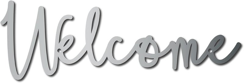 CREATCABIN Welcome Metal Sign Wall Art Decor Rustic Letter Signs Black Hanging Word Decoration for Front Door Home Entry Decoration Indoor Outdoor Living Room Aesthetic Bedroom 39 x 118 Inch - Image 1