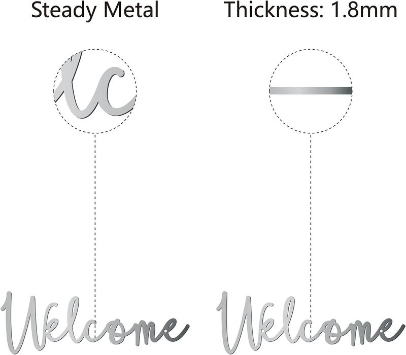 CREATCABIN Welcome Metal Sign Wall Art Decor Rustic Letter Signs Black Hanging Word Decoration for Front Door Home Entry Decoration Indoor Outdoor Living Room Aesthetic Bedroom 39 x 118 Inch - Image 3