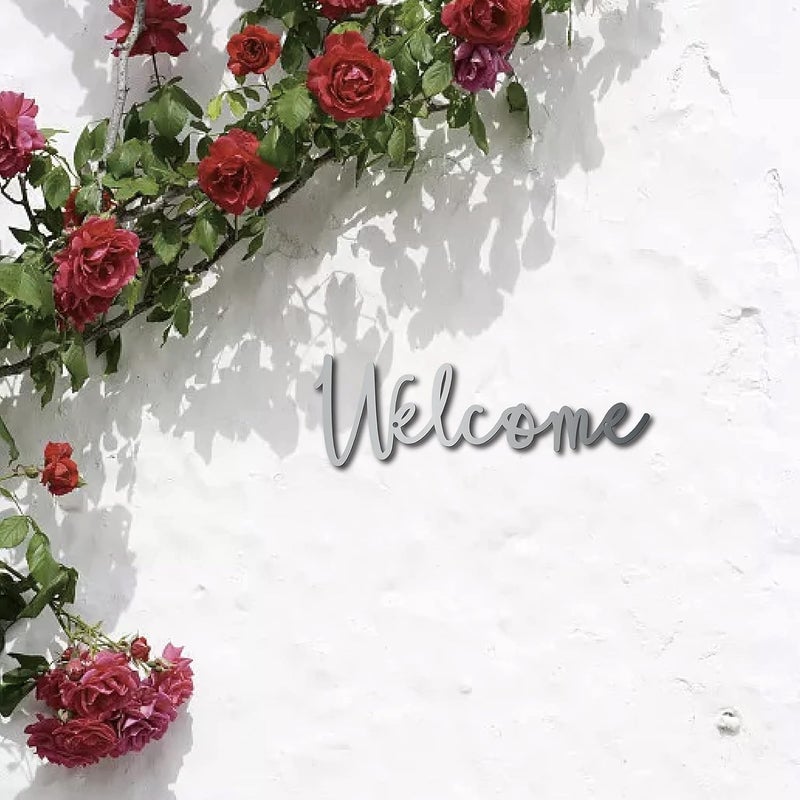 CREATCABIN Welcome Metal Sign Wall Art Decor Rustic Letter Signs Black Hanging Word Decoration for Front Door Home Entry Decoration Indoor Outdoor Living Room Aesthetic Bedroom 39 x 118 Inch - Image 5