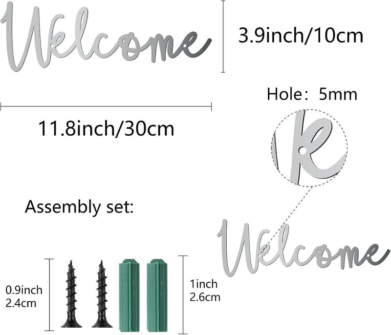 CREATCABIN Welcome Metal Sign Wall Art Decor Rustic Letter Signs Black Hanging Word Decoration for Front Door Home Entry Decoration Indoor Outdoor Living Room Aesthetic Bedroom 39 x 118 Inch - Image 2