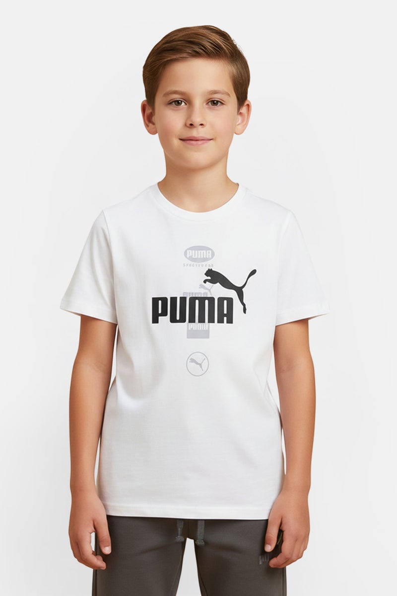 PUMA Kids Boy Sportswear FIt Short Sleeve Training T-Shirt, White - Image 1