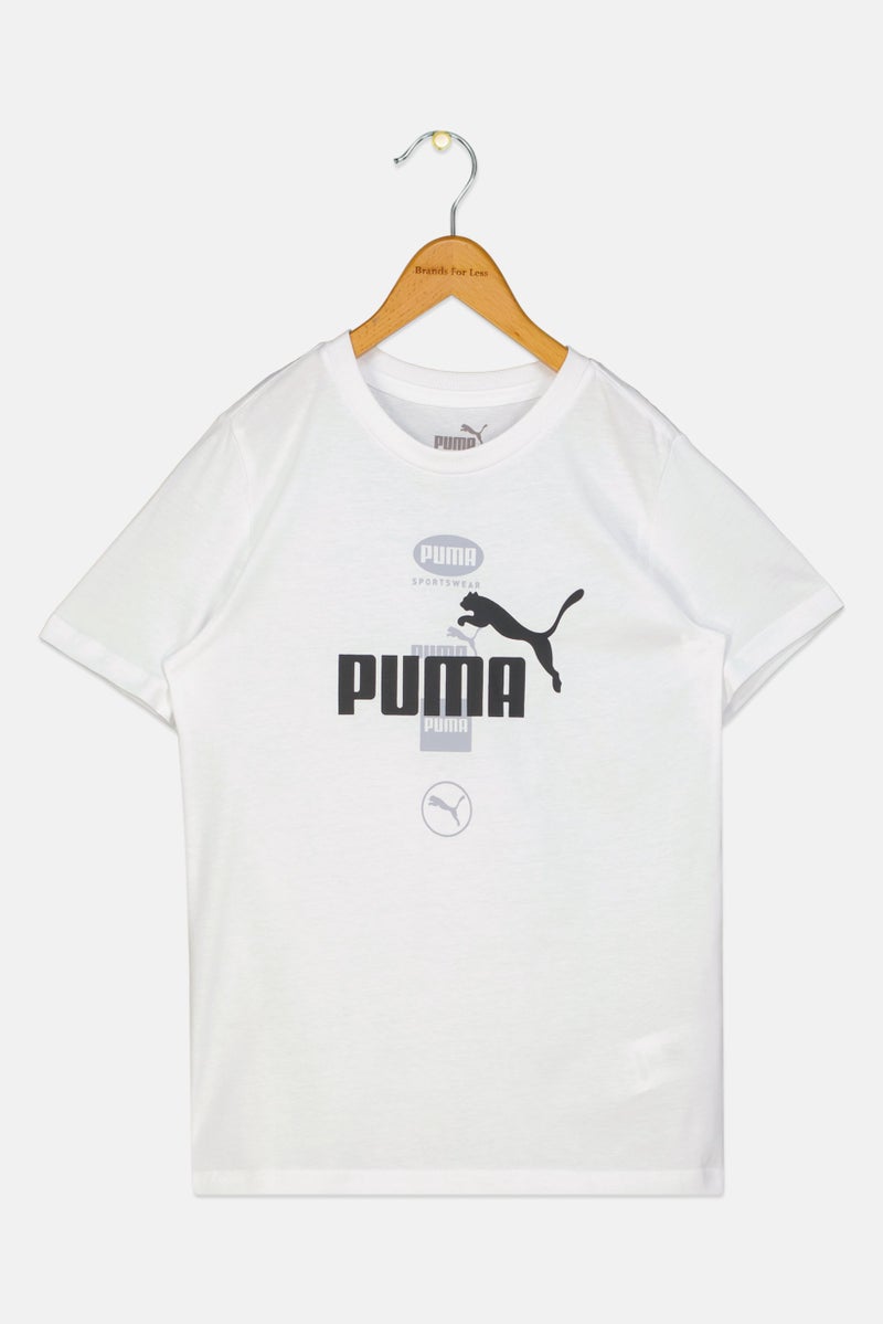 PUMA Kids Boy Sportswear FIt Short Sleeve Training T-Shirt, White - Image 3