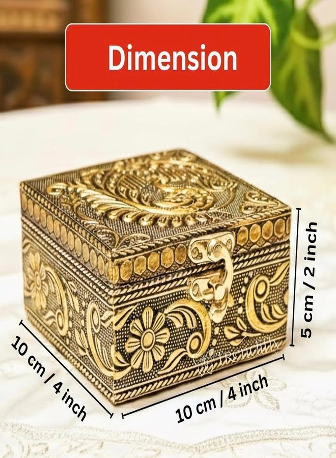 Trendifly Wooden Oxidised Jewellery Organiser Storage Box Small For Women | Wood Jewel Necklace Earrings Ring Multipurpose Storage Organizer Box | Wedding Anniversary Pooja Return Gift Favors - Image 5