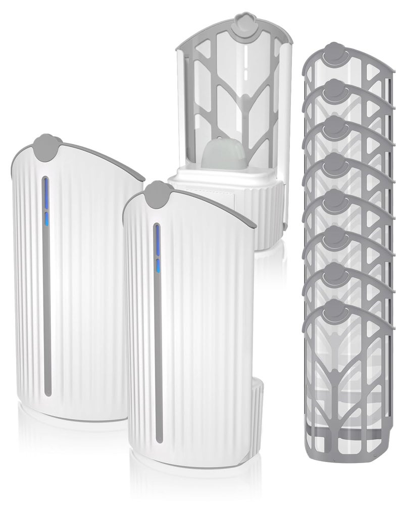 BuggyBands Flying Insect Trap, Fruit Fly Trap Plug in Indoor Bug Catcher with 8 Refill for Gnats, Moths, House & Fruit Flies - Refill Compatible with ZevoM364A/Max (2 Devices + 8 Refills) - Image 1