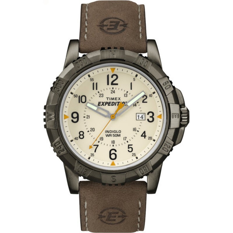Timex Men's T49990 Expedition Rugged Metal Brown/Natural Leather Strap Watch - Image 1