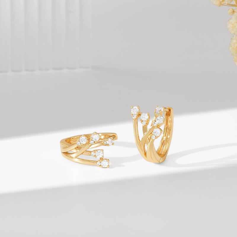 VACRONA Cubic Zirconia Huggie Earrings 14k Gold Plated Tiny Earrings Small Huggie Hoop Earrings Simple Lightweight Hoops Gift for Women - Image 5