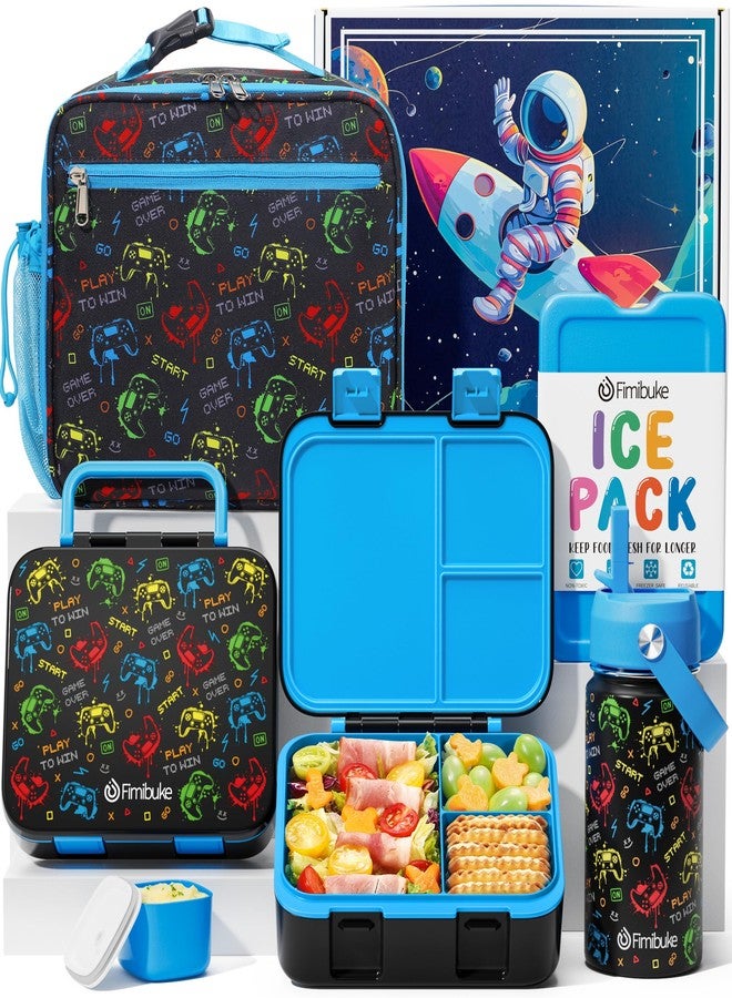 Fimibuke Bento Lunch Box for Kids - Toddler Bento Snack box with 3 Compartments, Stainless Steel Insulated Water Bottle, Lunch Bag, Ice Pack Set, Back to School Birthday Gifts for Ages 3-12 Girls Boys - Image 1
