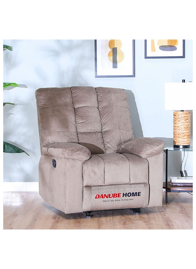 DANUBE HOME V2 Simone 1 Seater Fabric Recliner Sofa Modern Design One Seat Relaxing Chair Living Room Furniture 95x74x105cm Light Brown  - Image 1